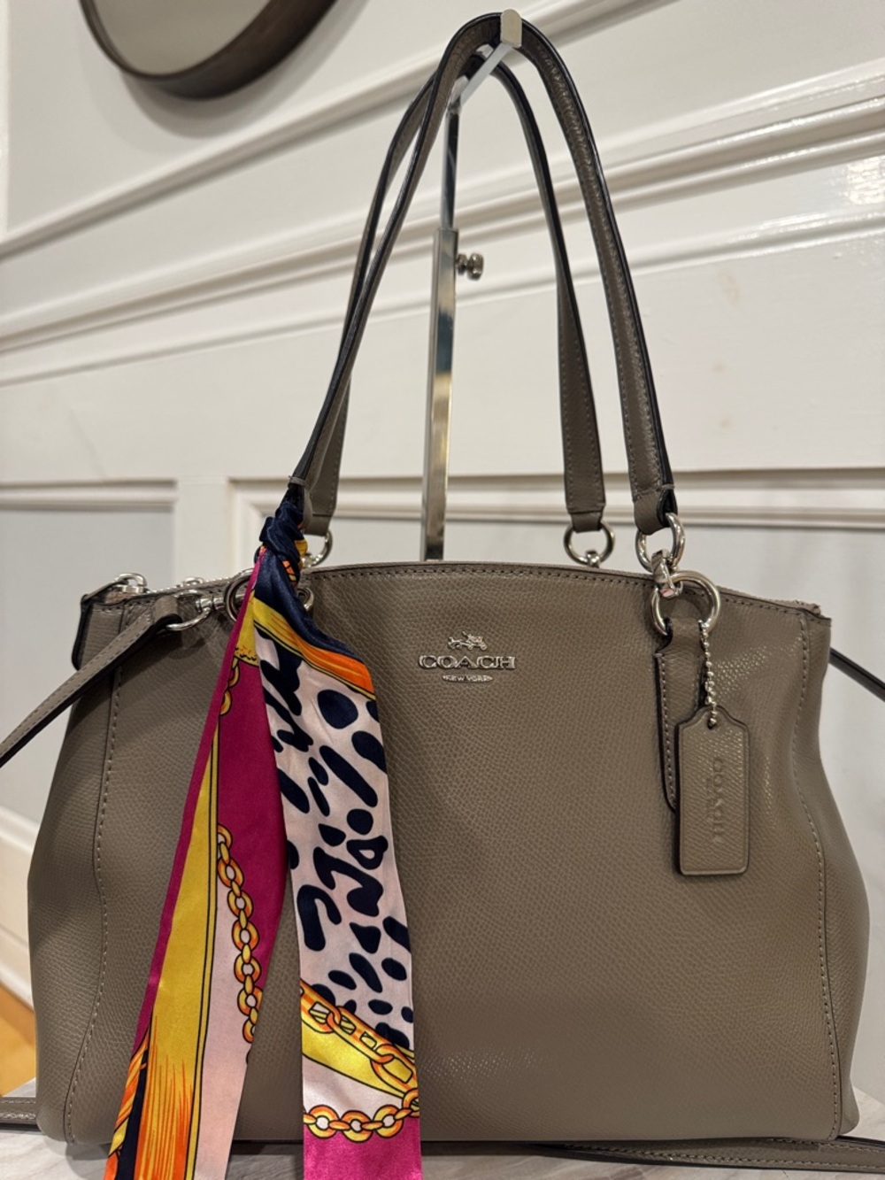 Coach Christie Gray Fog Saffiano Leather Satchel - Picture 4 of 17
